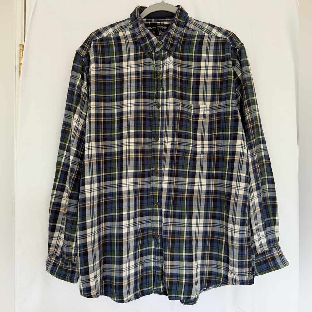 Tru-Fit Men's Plaid Button-Down Shirt Size L